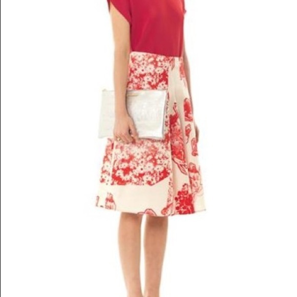 Stella McCartney Fiona Panama Flower-Print Skirt Cream/Chili (112)